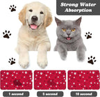 Dog Food Mat, Absorbent Water Bowl Mats Cat Pet Feeding Placemats Red 17 * 30 - Image 2