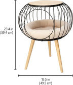 Kitty City Modern Cat Bed with Wooden Side Table, Elevated Indoor Cat Lounge - Image 3
