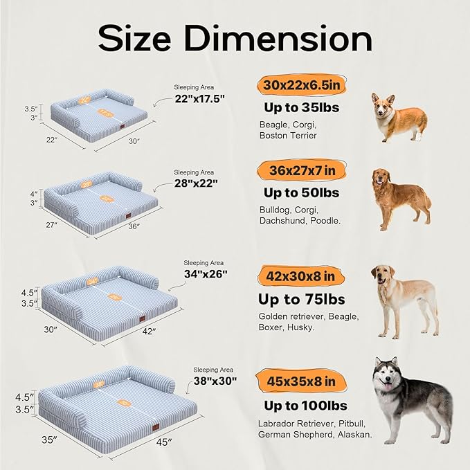 Large Dog Bed Orthopedic Washable Dog Beds Bolster - Image 3