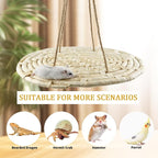 FlidRunest Bird Swing Hammock Bed, Natural Corn Woven Parrot Hammock Swing Mat - Image 3