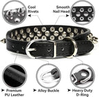 Spiked Dog Collar Soft Pu Leather Mushrooms Rivet Spike Studded Puppy - Image 3