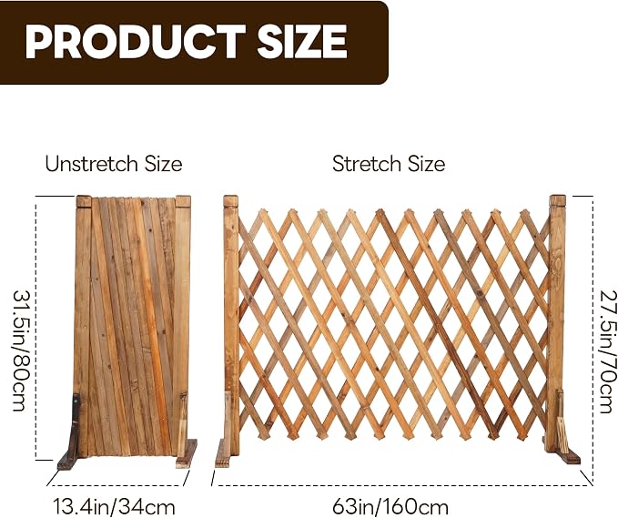 MYOYAY 2PCS Expandable Instant Fence Retractable Wooden Fence Wooden Pet Gate - Image 2