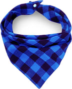 Christmas Plaid Bandana with Button, Fall Dual Layer Soft Cotton Triangle Dog by ZIRVYIR