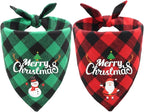 Christmas Dog Bandanas 2PCS-XLarge, Classic Plaid Triangle Holiday Scarf by CozyHaus