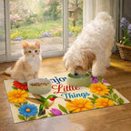 Hummingbird Pet Feeding Mat 24" x 16" Spring Design Non Slip Dog and Cat Bowl - Image 2