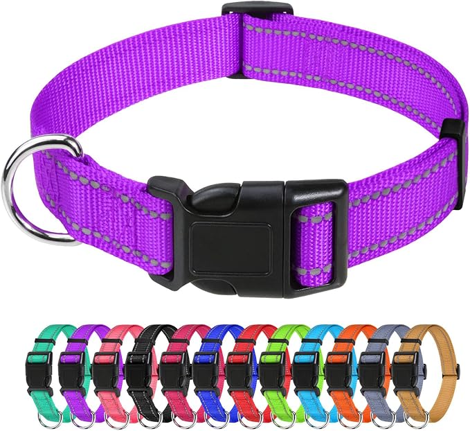 TagME Reflective Nylon Dog Collars, Adjustable Classic Pet Collar by TagME
