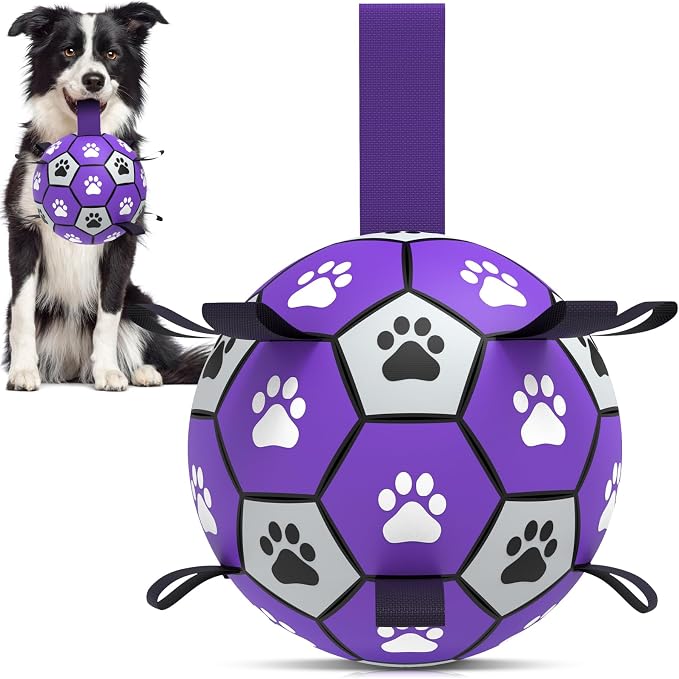 QDAN Dog Toys Soccer Ball with Straps by QDAN