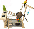 Parrots Playground Bird Play Stand Natural Wood Parrot Perch Gym Playpen by Tfwadmx