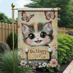 Be Happy Cat Garden Flag 12x18 Inch Double Sided Outdoor Yard Banner Cute Kitten - Image 5