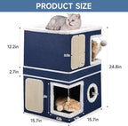 Shikha 2-Storey Cat Houses for Indoor Cats, Dual-Purpose Double Large Cat Beds - Image 3