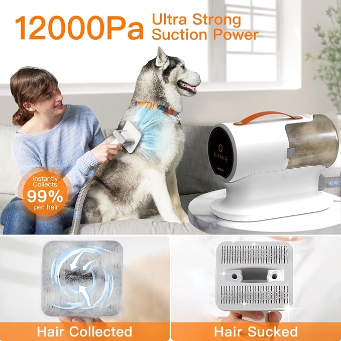 AIRROBO Dog Grooming Vacuum Kit, 12000Pa Strong Pet Vacuum - Image 2