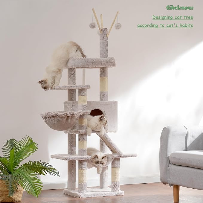 Cat Tree, Cat Condo with Cat Scratching Post and Board, Cat Hammock, Muchroom - Image 2
