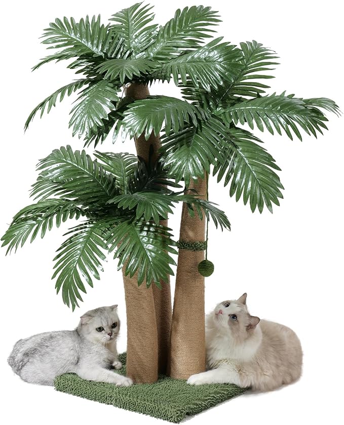 40'' Tall Cat Scratching Post Cat Tree, 3 Curved Design Palm Tree Cat by Unknown