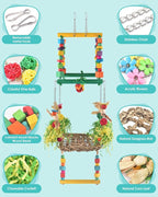 Bird Hammock Toys Parakeet Perches Swing, 3in1 Detachable Parrot Cage - Image 4
