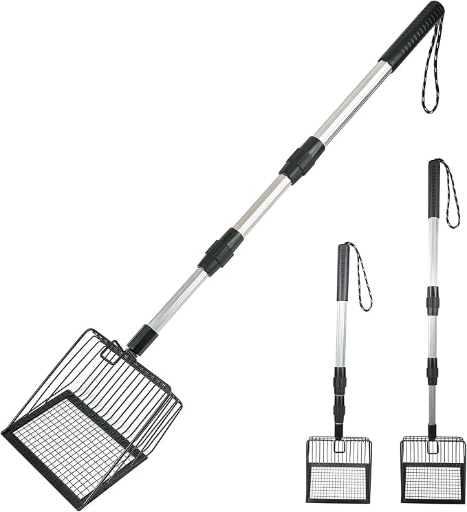 Cat Litter Scoop with Extendable Long Handle, 22.2"-42.5" No Bending Back Metal by NeatHouse