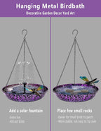 Hanging Bird Bath for Outdoor 11 Inch Colorful Purple&Blue Metal Bird Feeder - Image 6