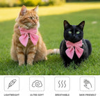2 Pcs Pink Cat Collar with Bow Bells Breakaway Cat Bowtie Collar with Bell - Image 6