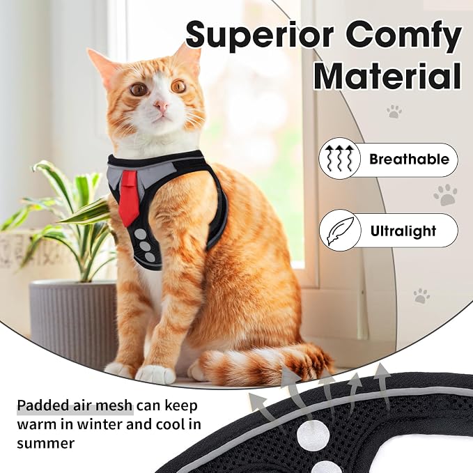 Cat Harness and Leash Set for Walking Escape Proof, Soft Adjustable Kitten - Image 4