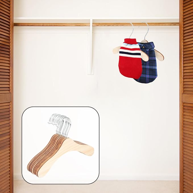 Wooden Dog Clothes Hangers 10pcs 8.66 Inch Sturdy Wear-Resistant Pet Accessory - Image 6