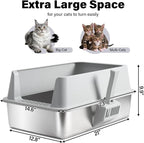 Stainless Steel Litter Box 2 Pack, XL Metal Litter Box - Image 2