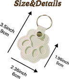 3PCS Cats & Dogs Pet Paw Print Keychain – White Leather Memorial Keychain Holds - Image 2
