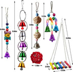 Hamiledyi Bird Parrot Swing Chewing Toy Set 15PCS Wooden Hanging Bell - Image 6