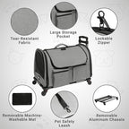 Large Pet Carrier with Wheels, Foldable Rolling Dog Carrier with Big Pocket - Image 3