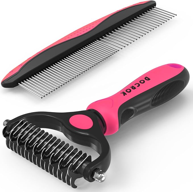 Pet Grooming Brush & Comb Combo, Cat & Dog Brush by Docrok