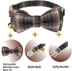 2 Pack Cotton Cat Collar, Removable Bowtie, Plaid Pattern, Safety Breakaway - Image 6