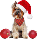 Christmas Dog Bandana, Christmas Red Plaid Man Triangle Bid Scarf - Image 2