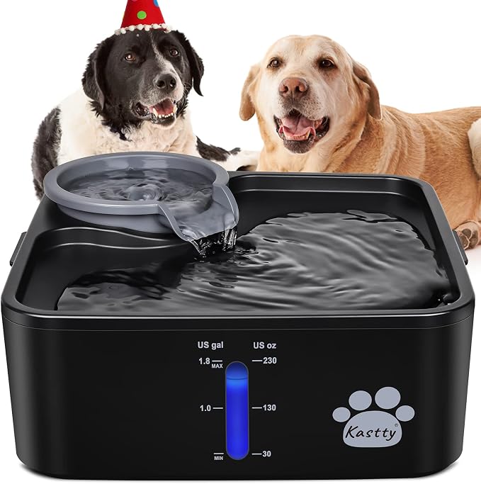 Kastty 2 Gallon Dog Water Fountain Ultra Large/Wide Pet Fountain BPA-Free by KASTTY