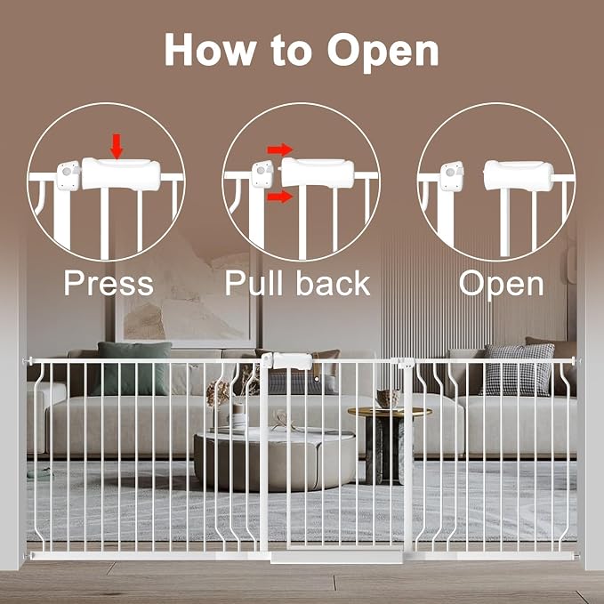 WAOWAO Baby Gate 52.76-62.2" Extra Wide Pressure Mounted Walk Through Swing - Image 3