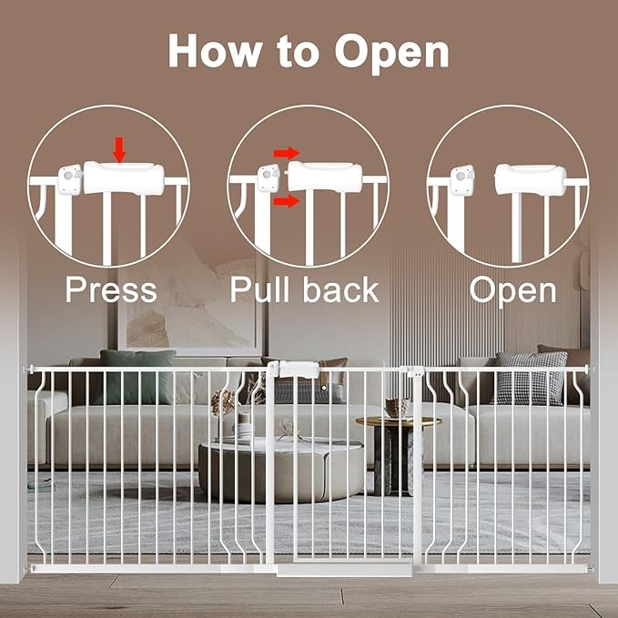 WAOWAO Baby Gate 62.20-71.26" Extra Wide Pressure Mounted Walk Through Swing - Image 3