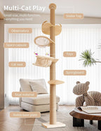 Floor-to-Ceiling Cat Tree with Natural Sisal Rope Scratching Post - Image 4