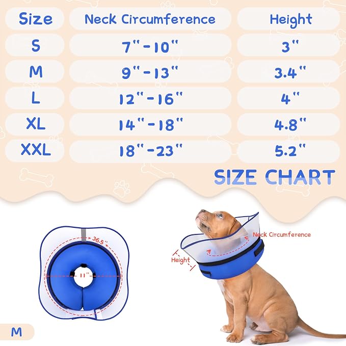 Supet Raised Inflatable Dog Cone Collar to Stop Licking, Soft Dog Cone - Image 6