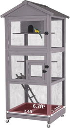 Aivituvin Outdoor Bird Cage Large Wooden Bird Aviary - Image 5