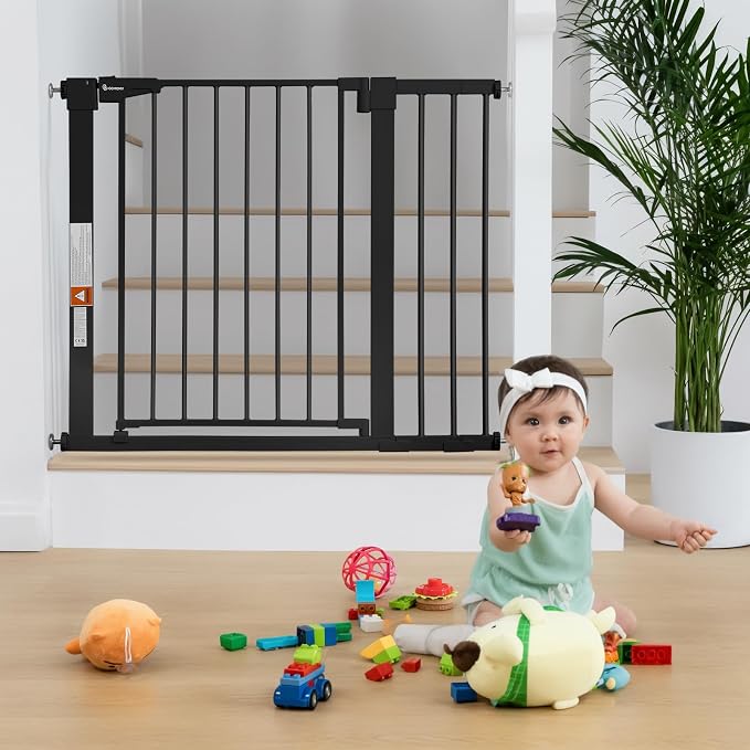 COMOMY 30" Tall Baby Gate for Stairs Doorways, Fits Openings 29.5" to 40.5" Wide by COMOMY