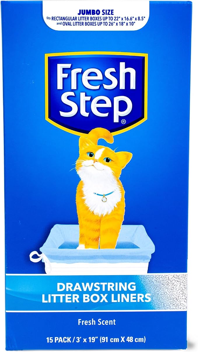 Fresh Step Jumbo Drawstring Cat Litter Box Liners, Scented Heavy Duty Kitty by FreshStep