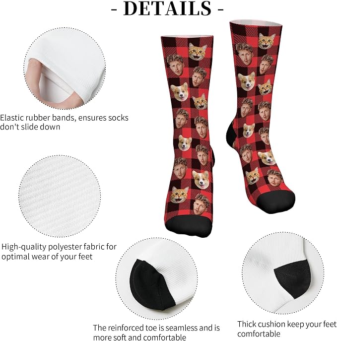 D-Story Custom Face Socks, Personalized Photo Picture on Socks, Unisex Athletic - Image 6
