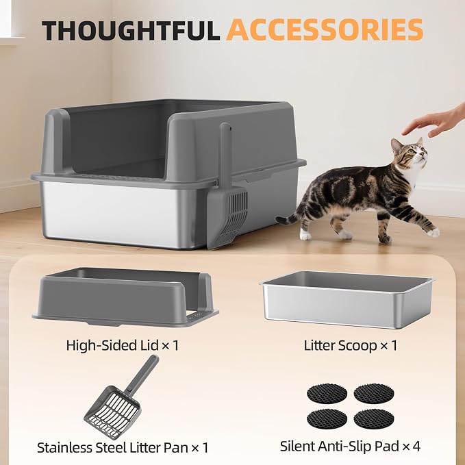 Enclosed Stainless Steel Cat Litter Box - Image 7