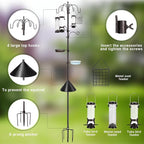 6-Hook Bird Feeding Station Kit Wild Bird Feeder Stand Pole, Mesh Tray and - Image 3