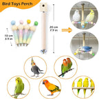 Bird Stand Perch Toy with Bells, Interactive Spinning Parakeet Toys, Wooden - Image 5