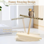 Natural Wood Bird Perch Stand, Rocking Perch - Image 3