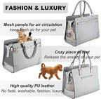 Fashion Dog Purse with Shoulder Strap, Holds Up to 7lbs Quality PU Leather Pet - Image 4