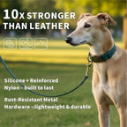 Dog Collar and Leash Set, Leather Silicone Waterproof Odor-Proof Dog Collar and - Image 2
