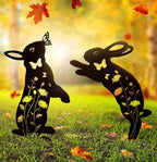 Metal Bunny Garden Decor, Metal Yard Art Animals Garden Stakes Rabbit Silhouette - Image 3