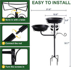 32.7 Inch Metal Bird Bath for Outside, Double Bowls Bird Baths for Outdoors - Image 4