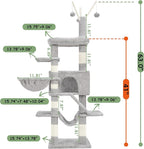 Cat Tree, Cat Condo with Cat Scratching Post and Board, Cat Hammock, Light Gray - Image 3