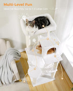Cat Tree for Large Cats with Metal Plush Big Hammock, 56.3" Cat Tower for - Image 2
