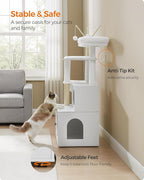 Feandrea Cat Tree with Litter Box Enclosure, 59-Inch Modern Cat Tower, 2-in-1 - Image 7